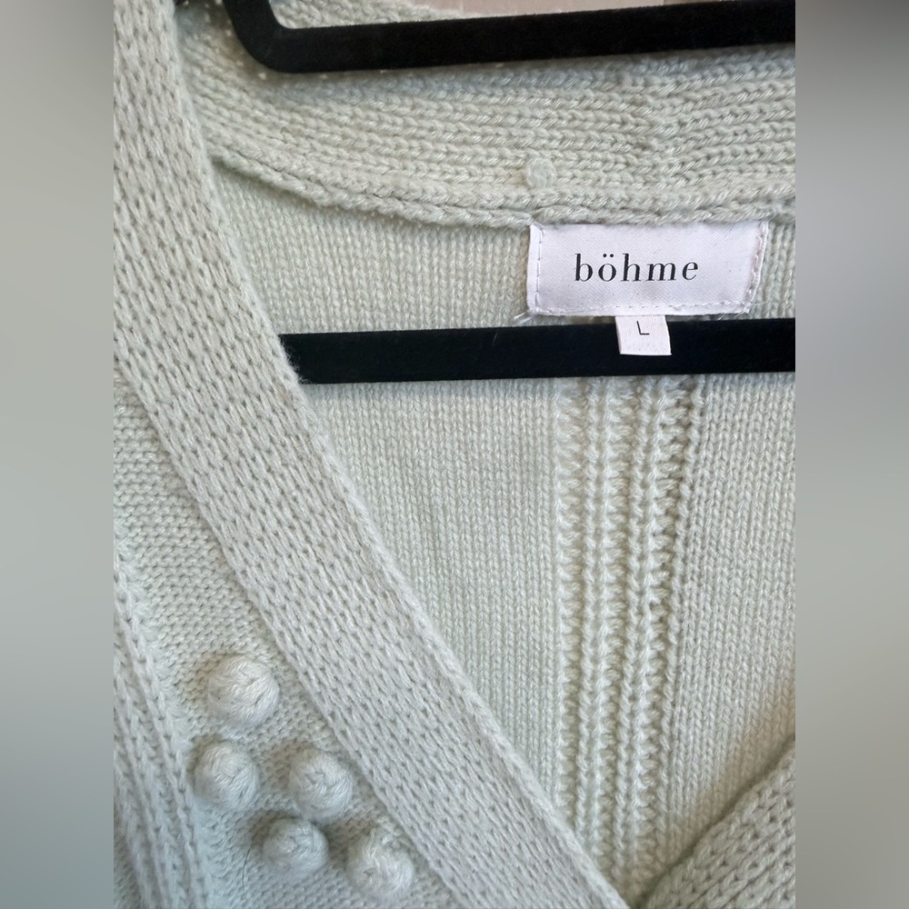 Like New Bohme Cropped Short Sleeve Cardigan Sweater in Light Green - Size Large - Picture 7 of 10